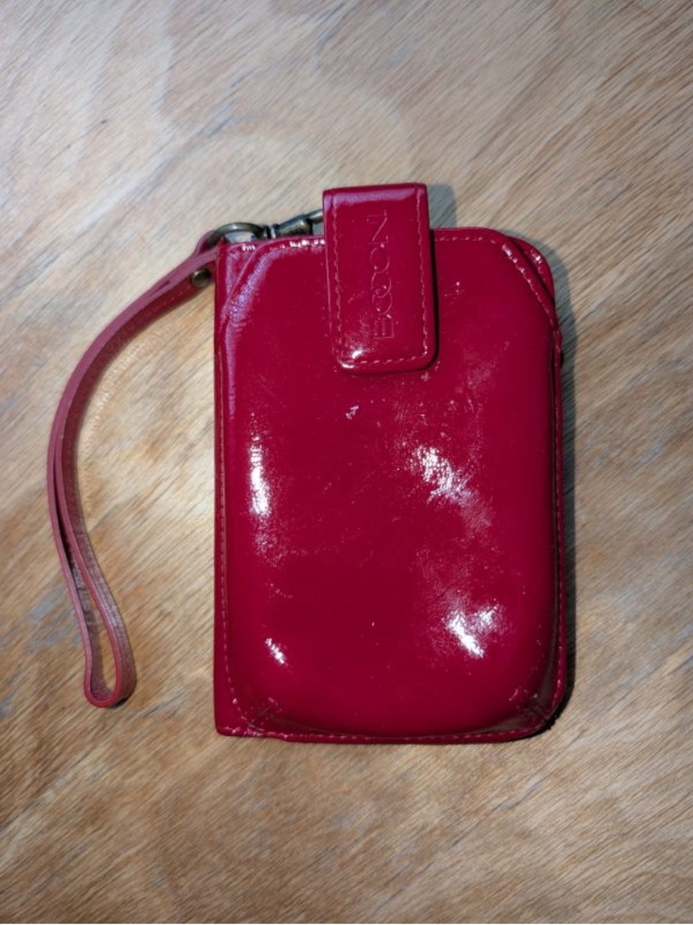 Othr Red Patent Wristlet Phone Case with Strap